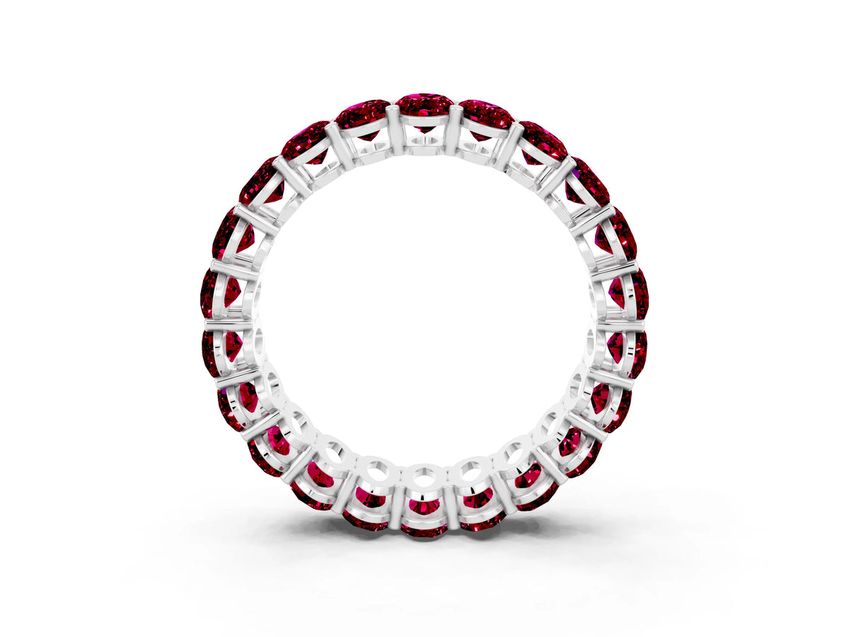Oval Cut Garnet Eternity Band in White gold with Shared Prong Setting_3