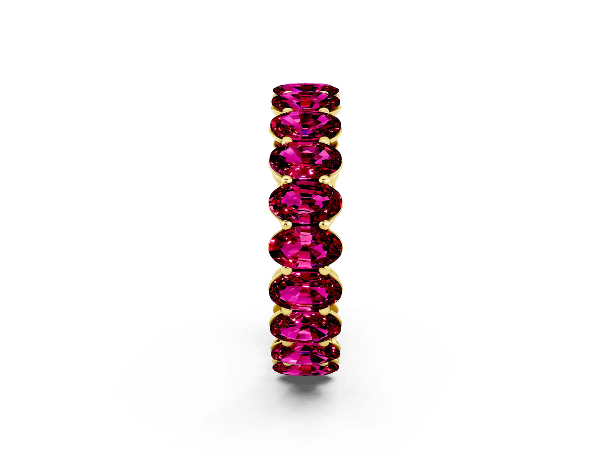 Oval Cut Garnet Eternity Band in Yellow gold with Shared Prong Setting_2