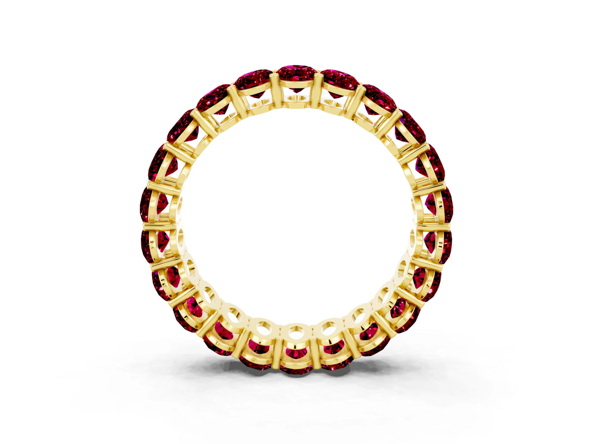 Oval Cut Garnet Eternity Band in Yellow gold with Shared Prong Setting_3