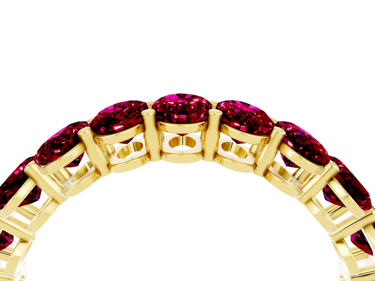 Oval Cut Garnet Eternity Band in Yellow gold with Shared Prong Setting_4