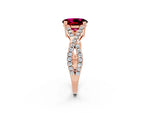 Oval Cut Garnet Solitaire Ring in Rose gold with Interwoven Pavé Band and Prong Setting_2