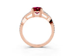 Oval Cut Garnet Solitaire Ring in Rose gold with Interwoven Pavé Band and Prong Setting_3