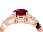 Oval Cut Garnet Solitaire Ring in Rose gold with Interwoven Pavé Band and Prong Setting_4