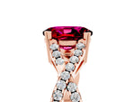 Oval Cut Garnet Solitaire Ring in Rose gold with Interwoven Pavé Band and Prong Setting_5