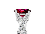 Oval Cut Garnet Solitaire Ring in Silver with Interwoven Pavé Band and Prong Setting_11