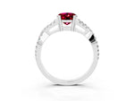 Oval Cut Garnet Solitaire Ring in White gold with Interwoven Pavé Band and Prong Setting_3