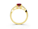 Oval Cut Garnet Solitaire Ring in Yellow gold with Interwoven Pavé Band and Prong Setting_3