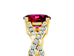 Oval Cut Garnet Solitaire Ring in Yellow gold with Interwoven Pavé Band and Prong Setting_5