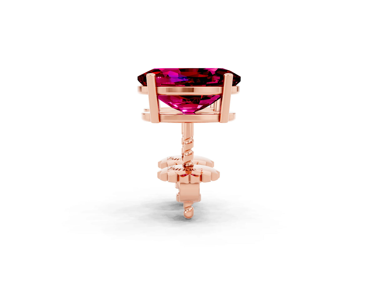 Oval Cut Garnet Stud Earrings in Rose gold with Basket Setting_2