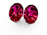 Oval Cut Garnet Stud Earrings in White gold with Basket Setting_1