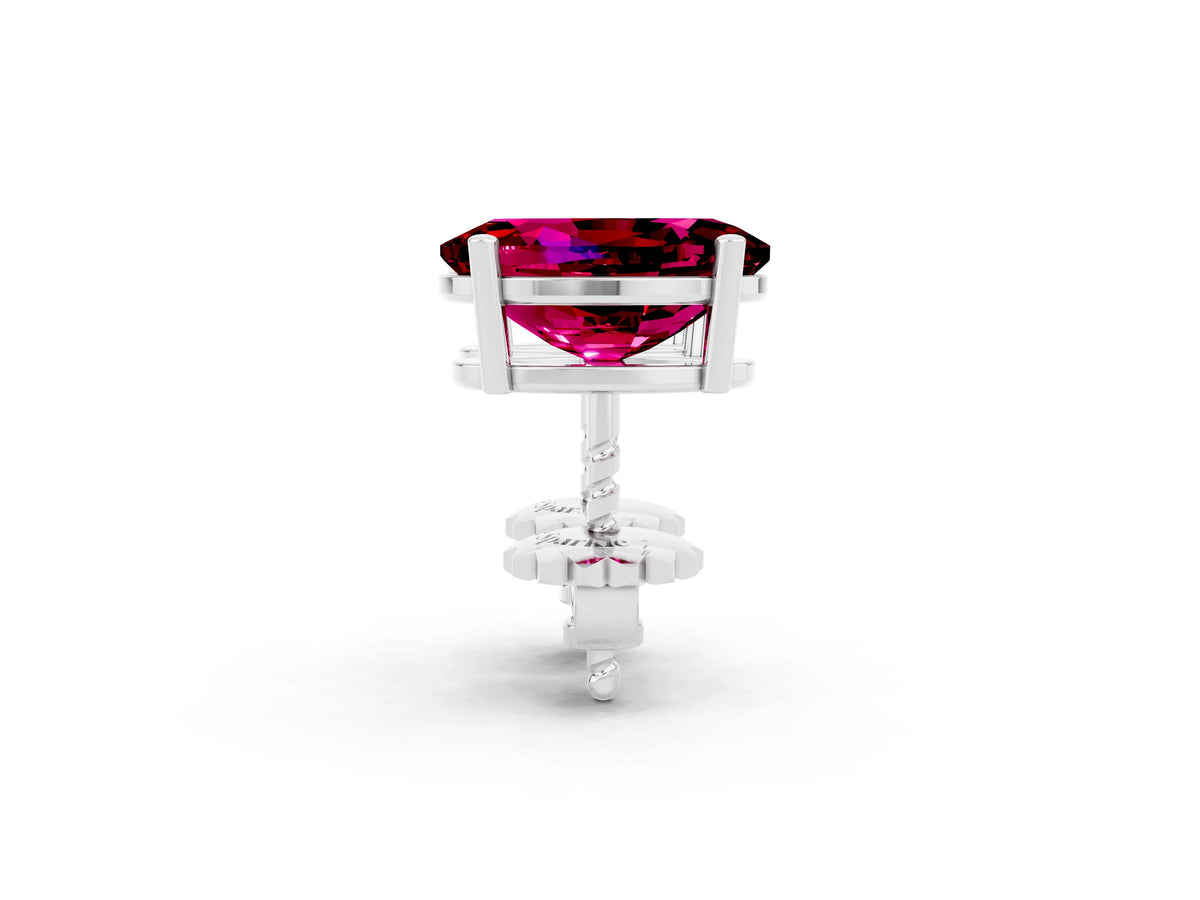 Oval Cut Garnet Stud Earrings in White gold with Basket Setting_2