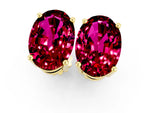 Oval Cut Garnet Stud Earrings in Yellow gold with Basket Setting_1