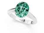Oval Cut Green Sapphire Cathedral Solitaire Engagement Ring in Silver with Prong Setting_1