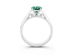 Oval Cut Green Sapphire Cathedral Solitaire Engagement Ring in Silver with Prong Setting_3