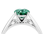 Oval Cut Green Sapphire Cathedral Solitaire Engagement Ring in Silver with Prong Setting_4