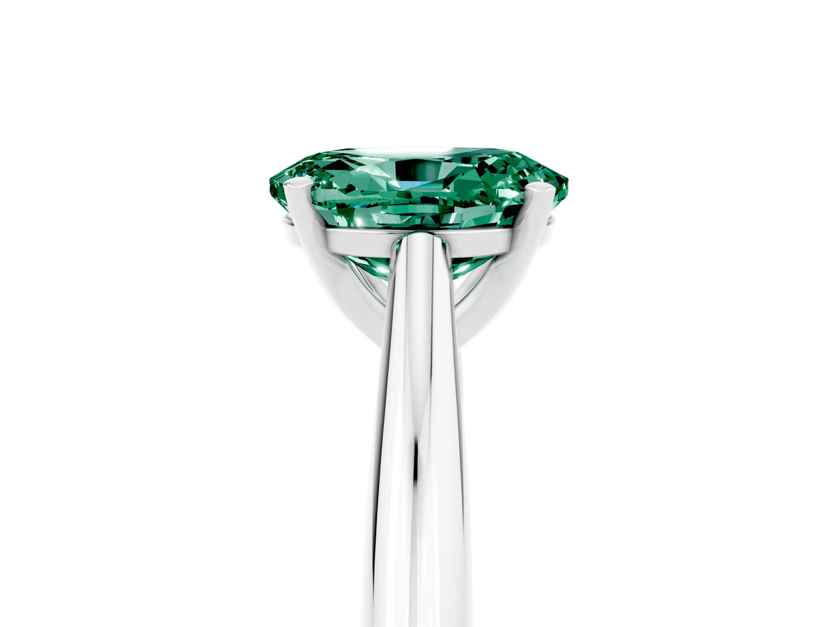 Oval Cut Green Sapphire Cathedral Solitaire Engagement Ring in Silver with Prong Setting_5