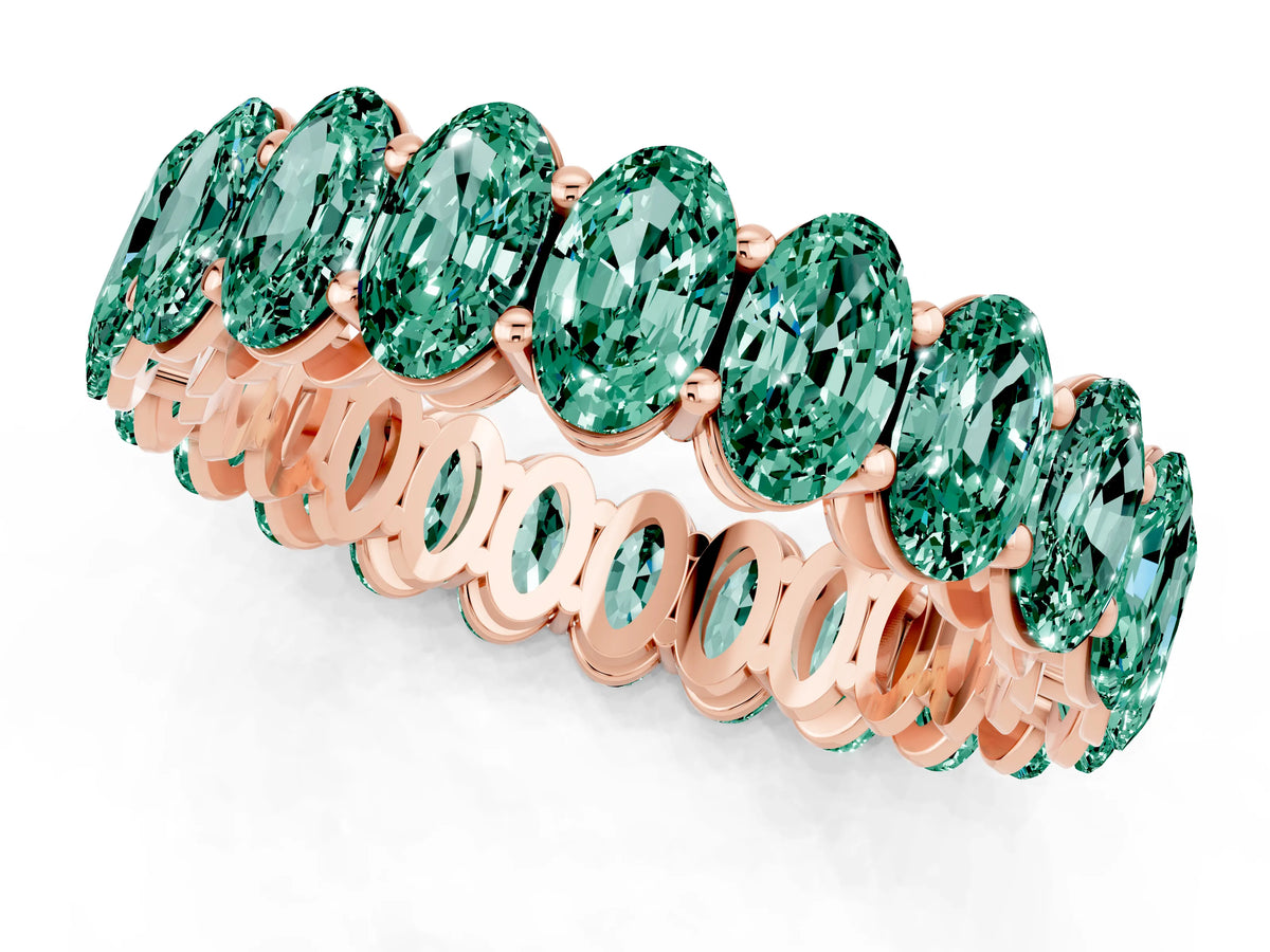 Oval Cut Green Sapphire Eternity Band in Rose gold with Shared Prong Setting_1