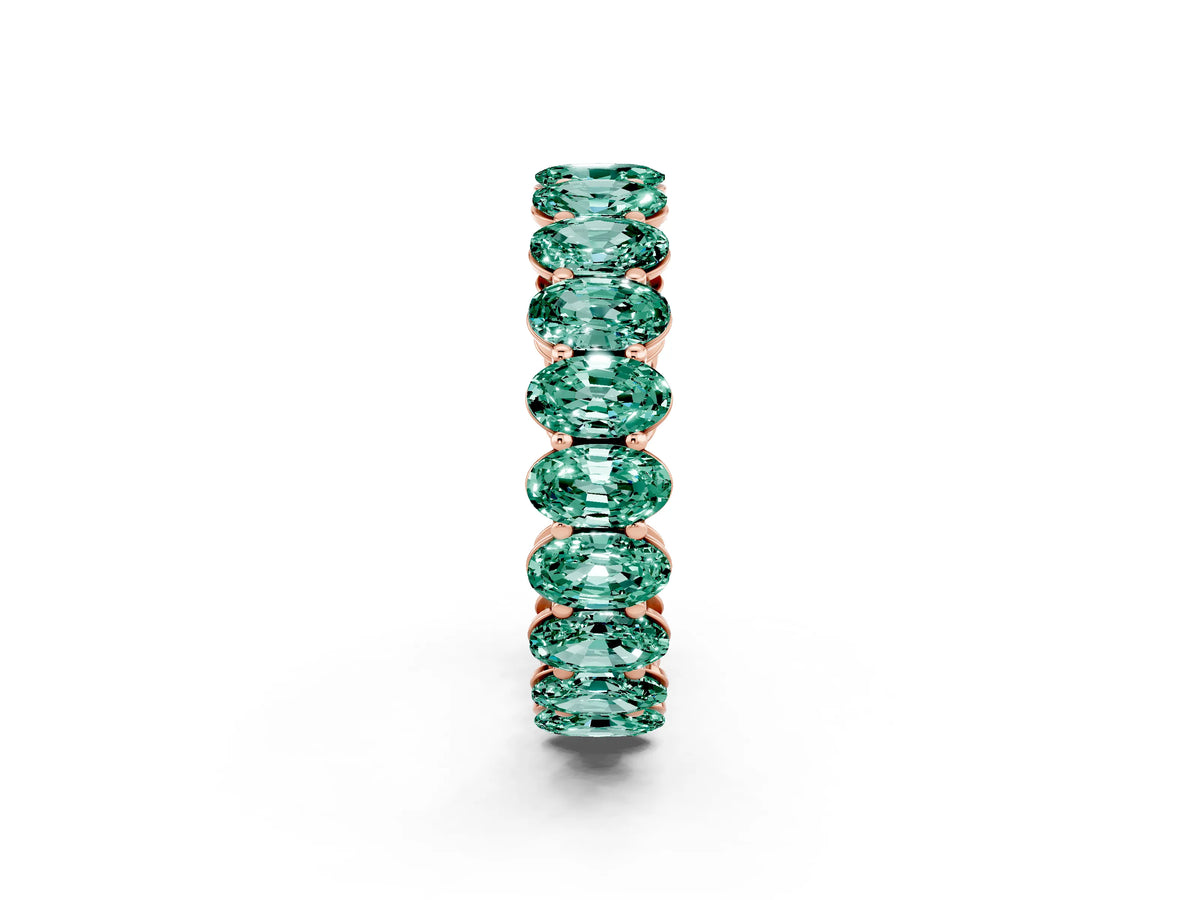 Oval Cut Green Sapphire Eternity Band in Rose gold with Shared Prong Setting_2