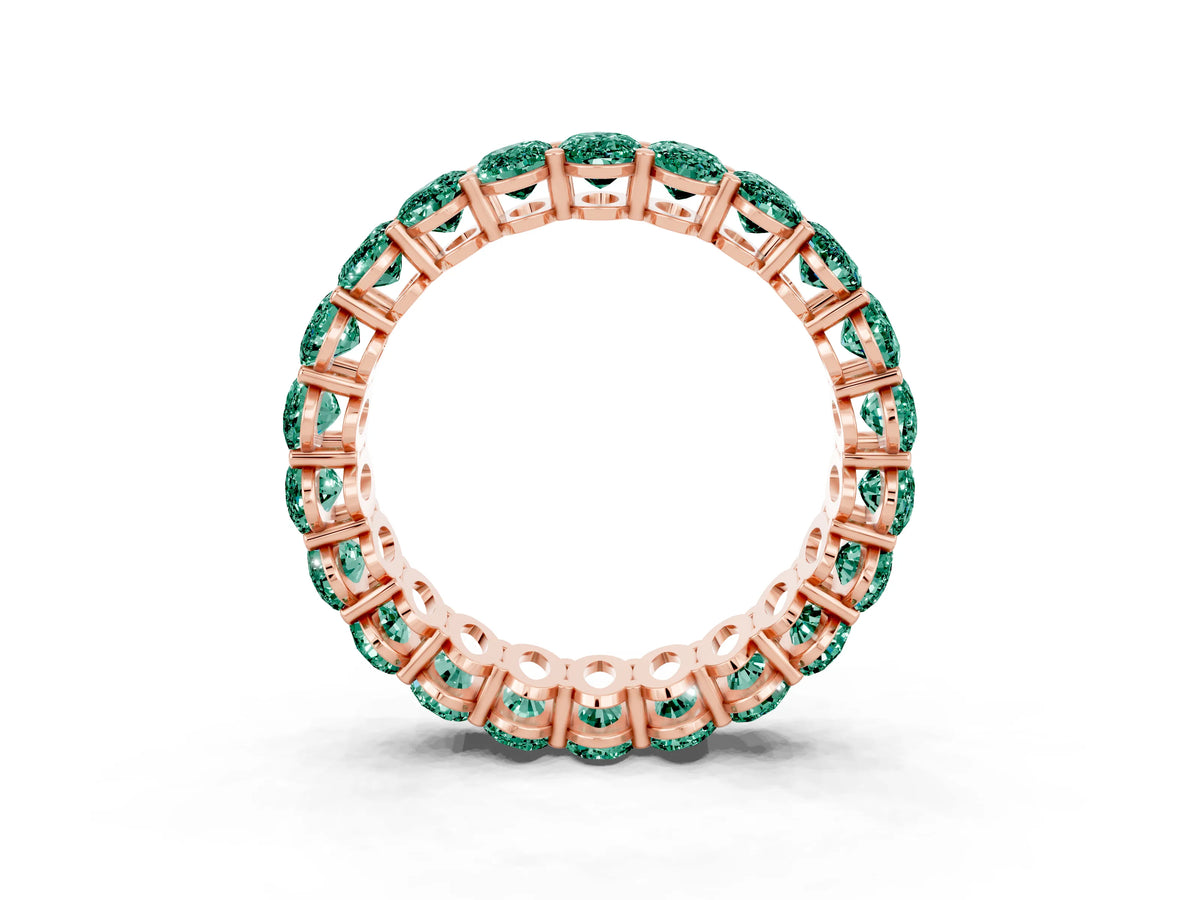 Oval Cut Green Sapphire Eternity Band in Rose gold with Shared Prong Setting_3