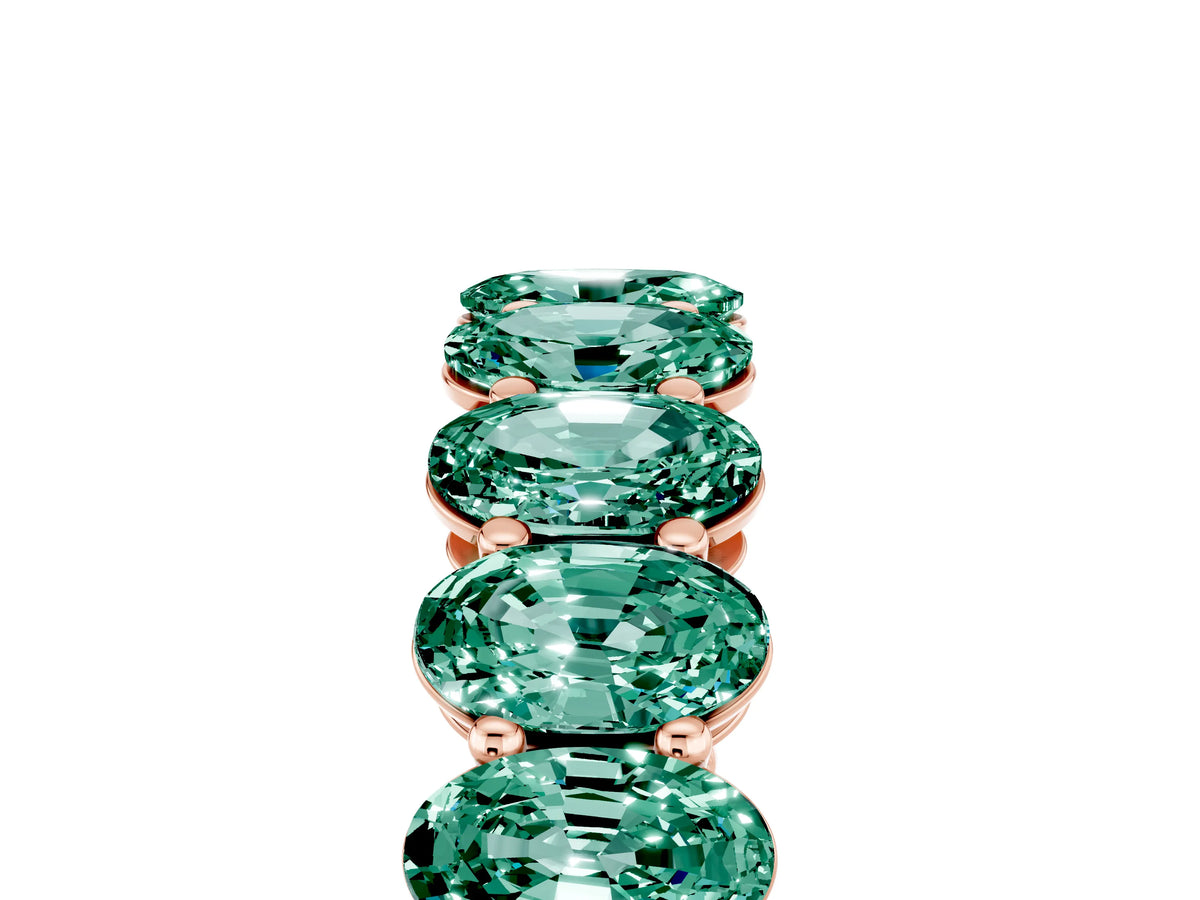 Oval Cut Green Sapphire Eternity Band in Rose gold with Shared Prong Setting_5