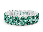 Oval Cut Green Sapphire Eternity Band in Silver with Shared Prong Setting