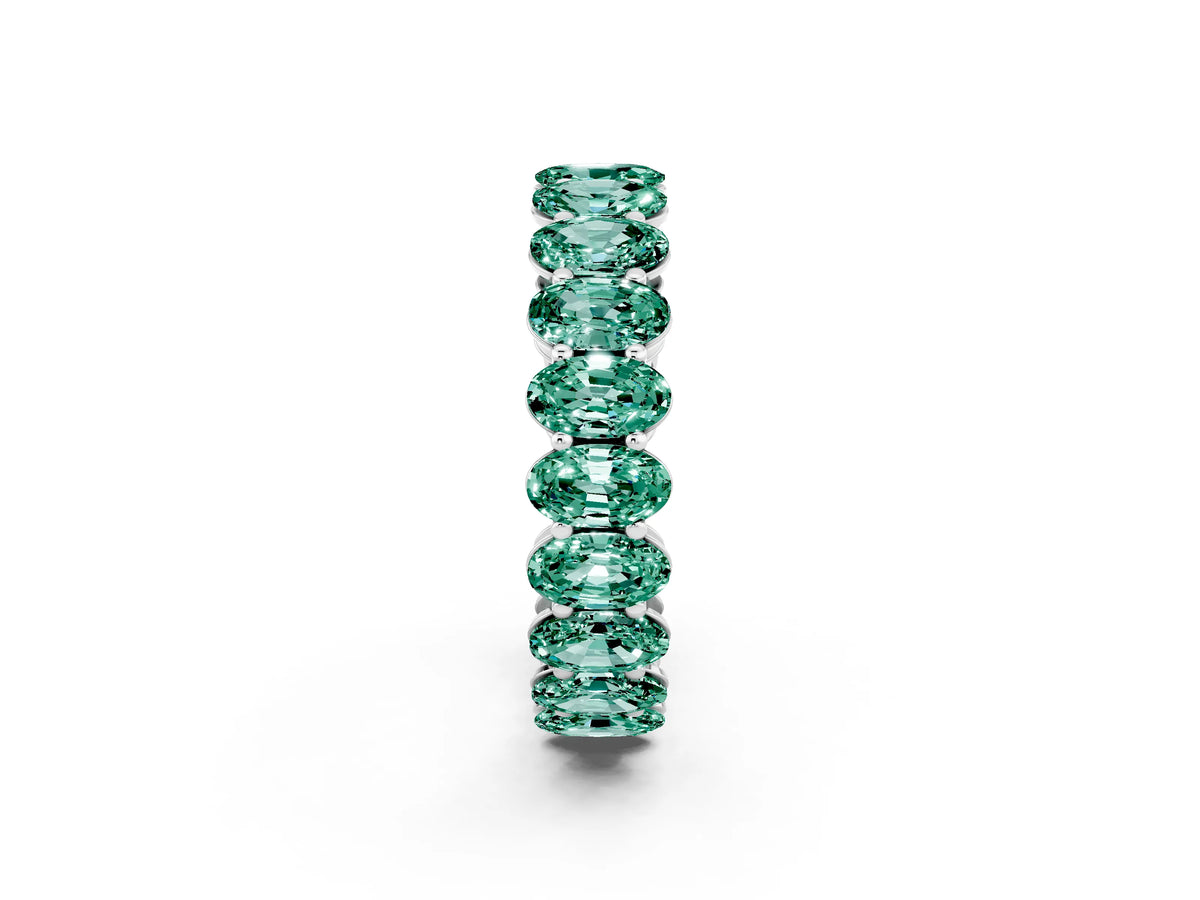 Oval Cut Green Sapphire Eternity Band in Silver with Shared Prong Setting_2