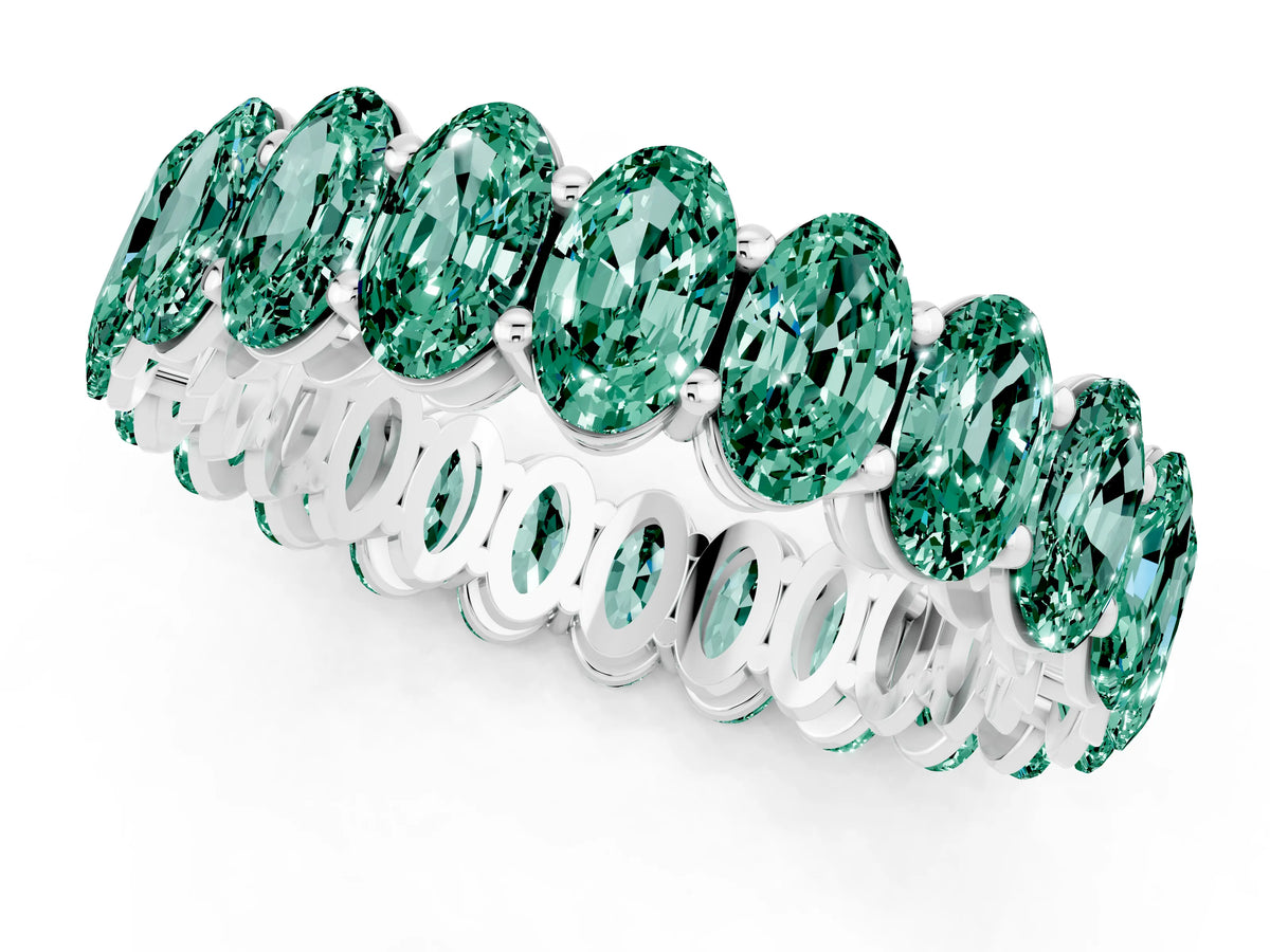 Oval Cut Green Sapphire Eternity Band in White gold with Shared Prong Setting_1