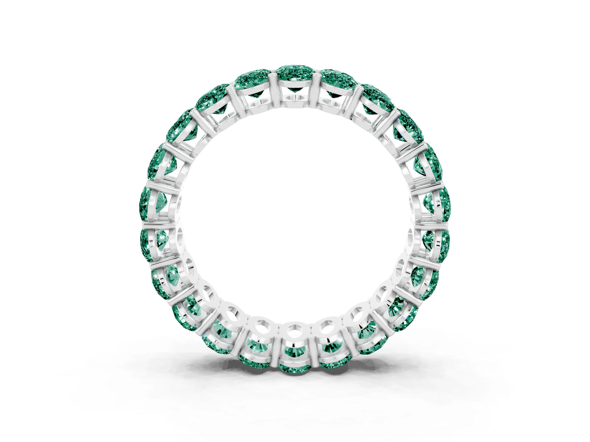 Oval Cut Green Sapphire Eternity Band in White gold with Shared Prong Setting_3
