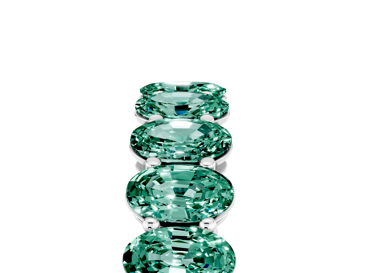Oval Cut Green Sapphire Eternity Band in White gold with Shared Prong Setting_5