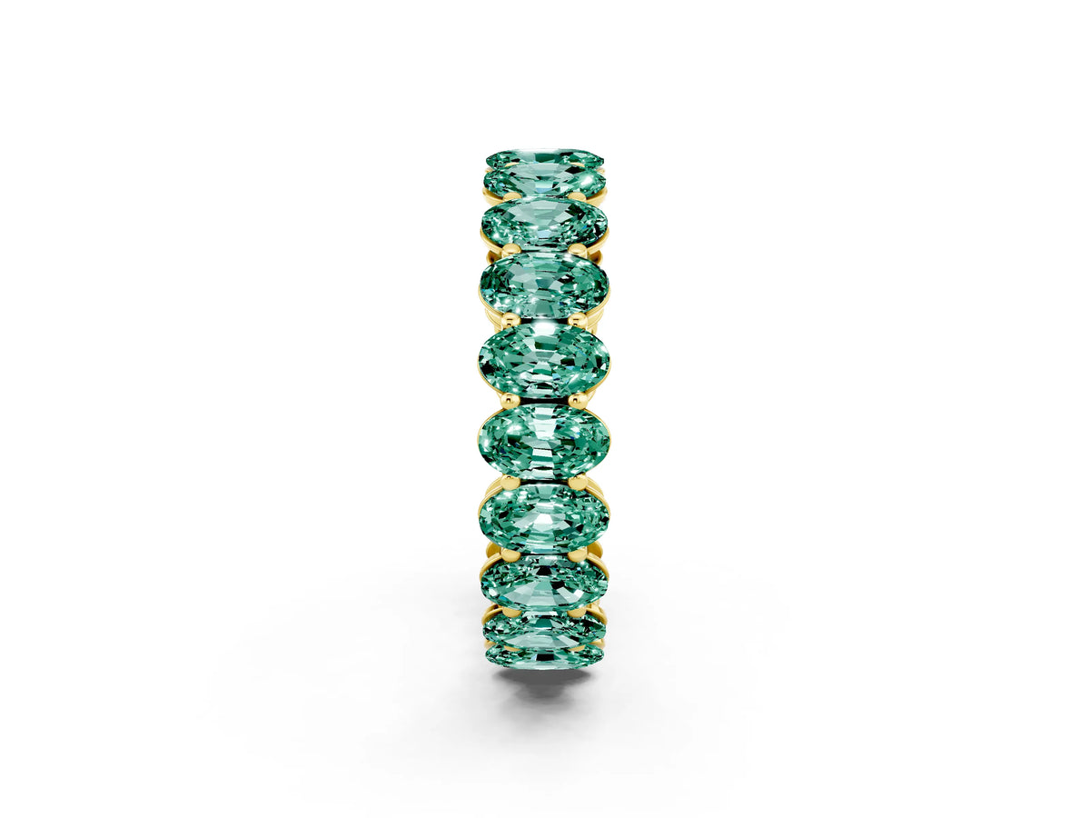 Oval Cut Green Sapphire Eternity Band in Yellow gold with Shared Prong Setting_2