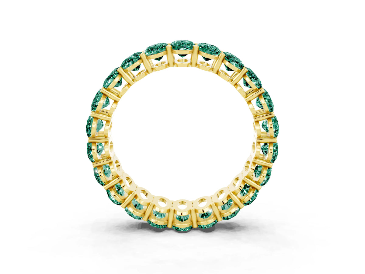 Oval Cut Green Sapphire Eternity Band in Yellow gold with Shared Prong Setting_3