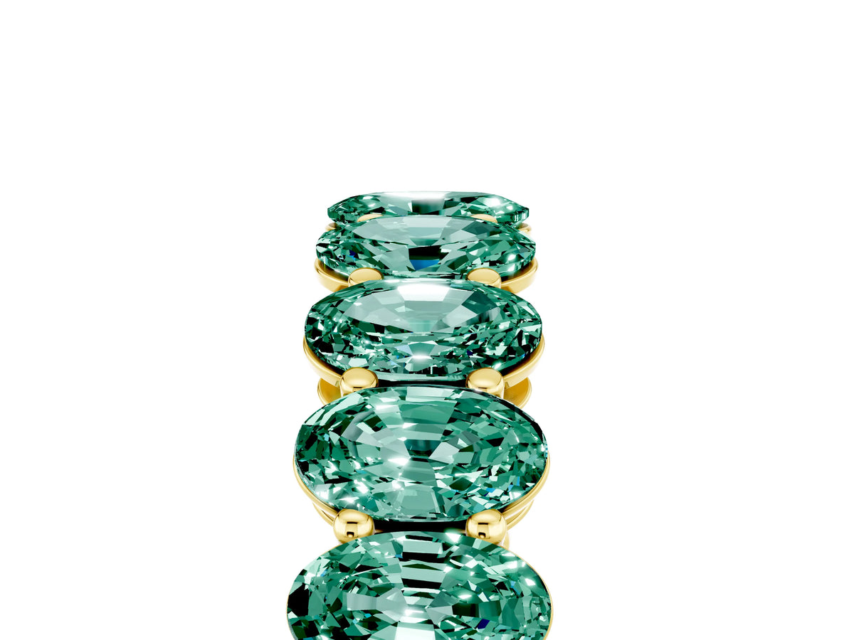 Oval Cut Green Sapphire Eternity Band in Yellow gold with Shared Prong Setting_5