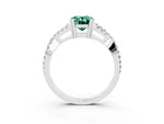 Oval Cut Green Sapphire Solitaire Ring in Platinum with Interwoven Pavé Band and Prong Setting_9