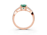 Oval Cut Green Sapphire Solitaire Ring in Rose gold with Interwoven Pavé Band and Prong Setting_3