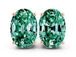Oval Cut Green Sapphire Stud Earrings in Rose gold with Basket Setting