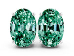 Oval Cut Green Sapphire Stud Earrings in White gold with Basket Setting