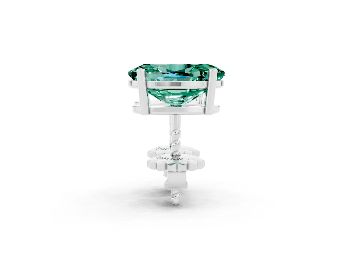 Oval Cut Green Sapphire Stud Earrings in White gold with Basket Setting_2