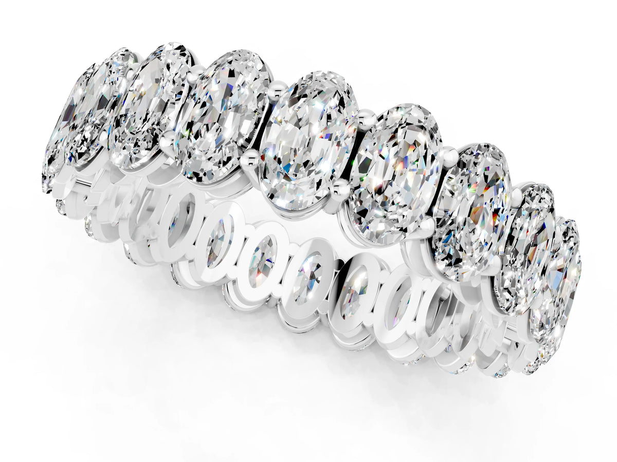 Oval Cut Moissanite Eternity Band in Platinum with Shared Prong Setting_1
