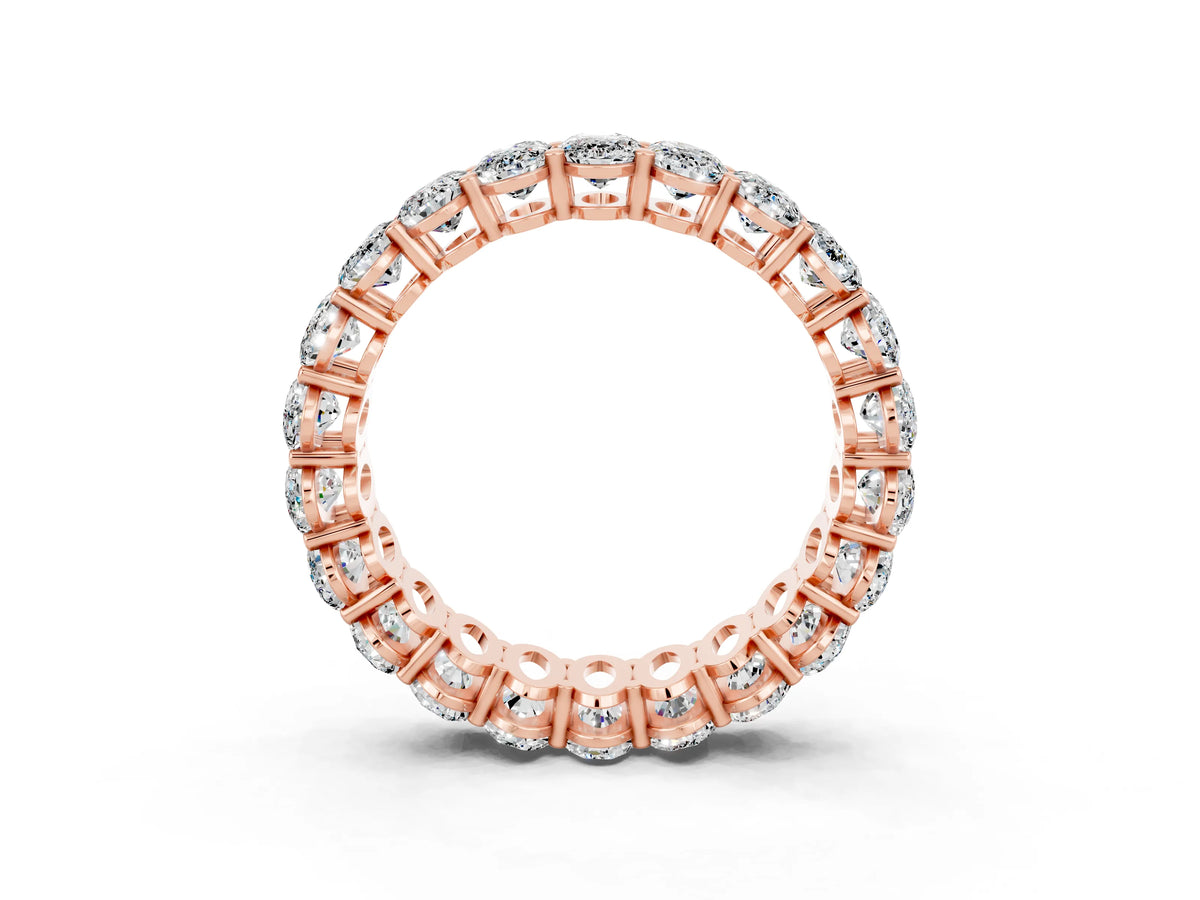 Oval Cut Moissanite Eternity Band in Rose gold with Shared Prong Setting_3