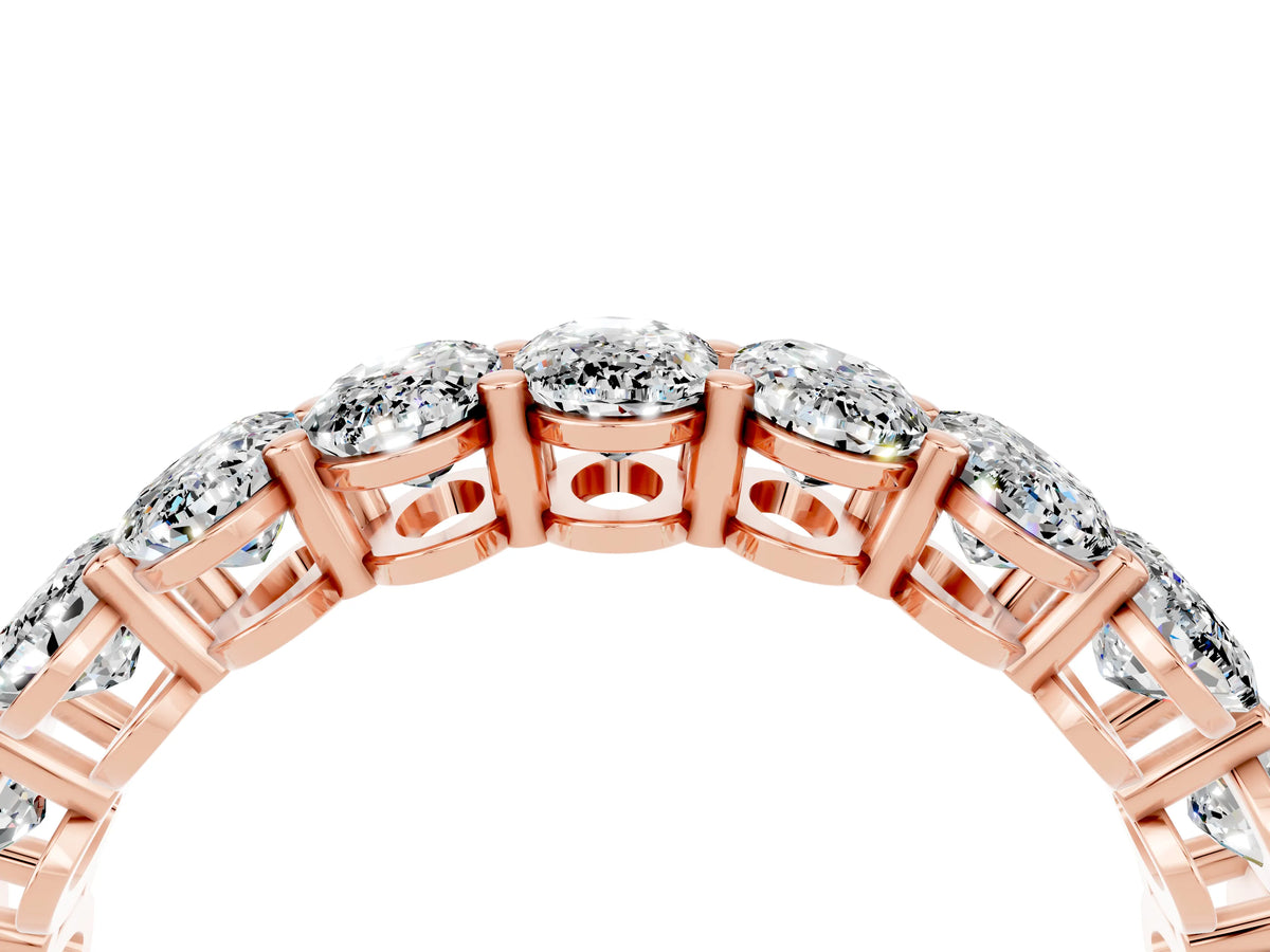 Oval Cut Moissanite Eternity Band in Rose gold with Shared Prong Setting_4