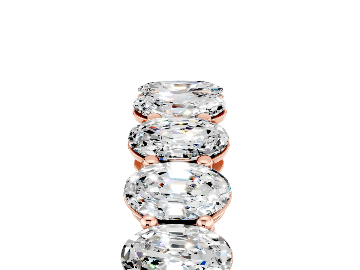 Oval Cut Moissanite Eternity Band in Rose gold with Shared Prong Setting_5