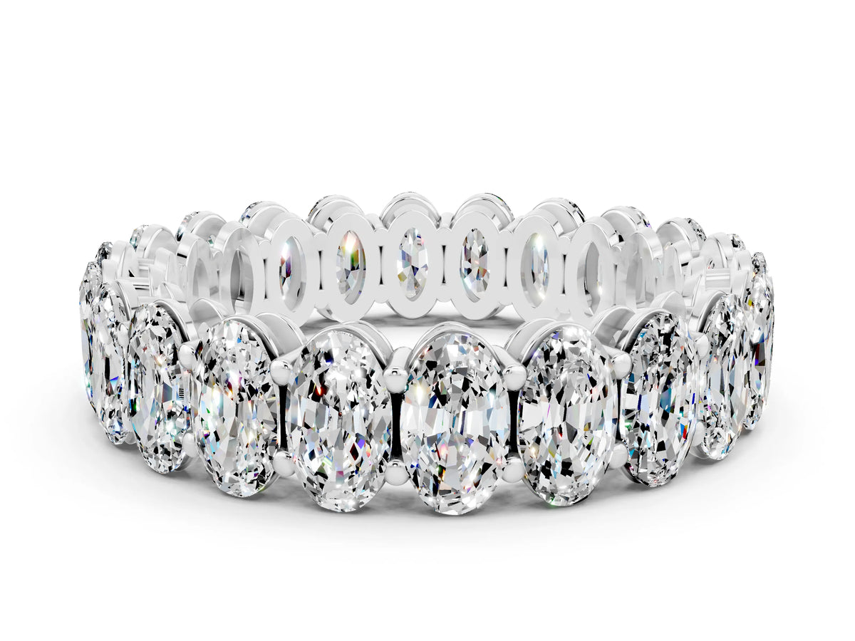 Oval Cut Moissanite Eternity Band in White gold with Shared Prong Setting