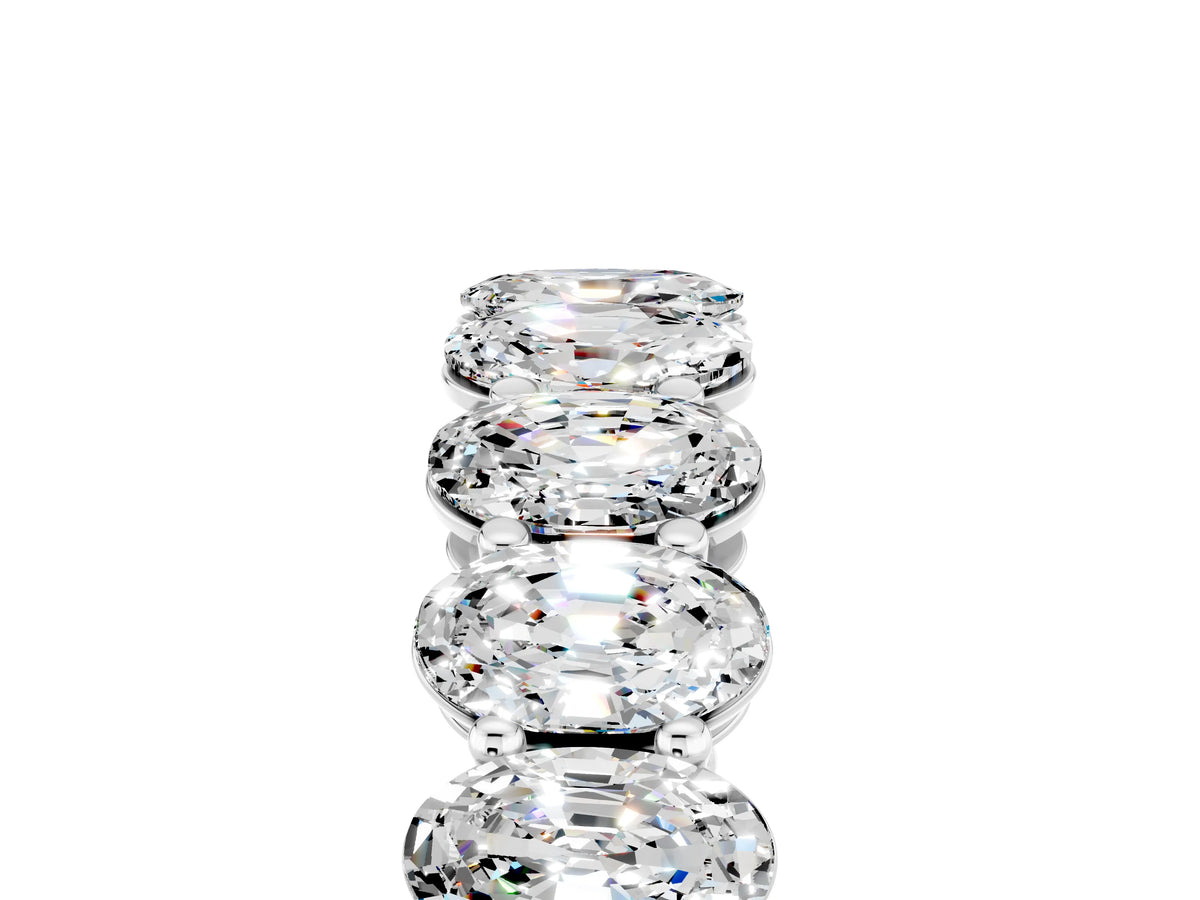 Oval Cut Moissanite Eternity Band in White gold with Shared Prong Setting_5
