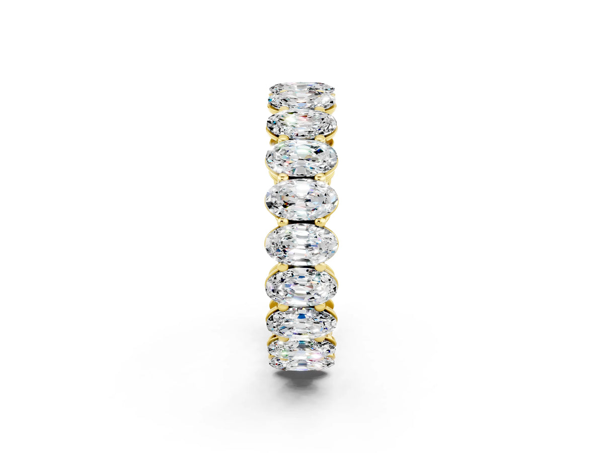 Oval Cut Moissanite Eternity Band in Yellow gold with Shared Prong Setting_2