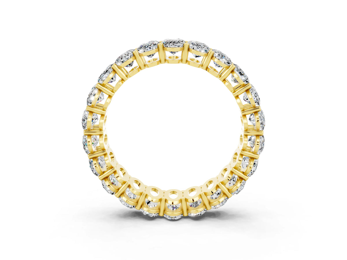 Oval Cut Moissanite Eternity Band in Yellow gold with Shared Prong Setting_3