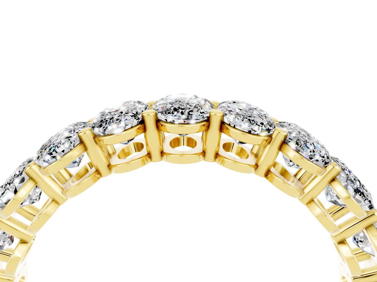Oval Cut Moissanite Eternity Band in Yellow gold with Shared Prong Setting_4