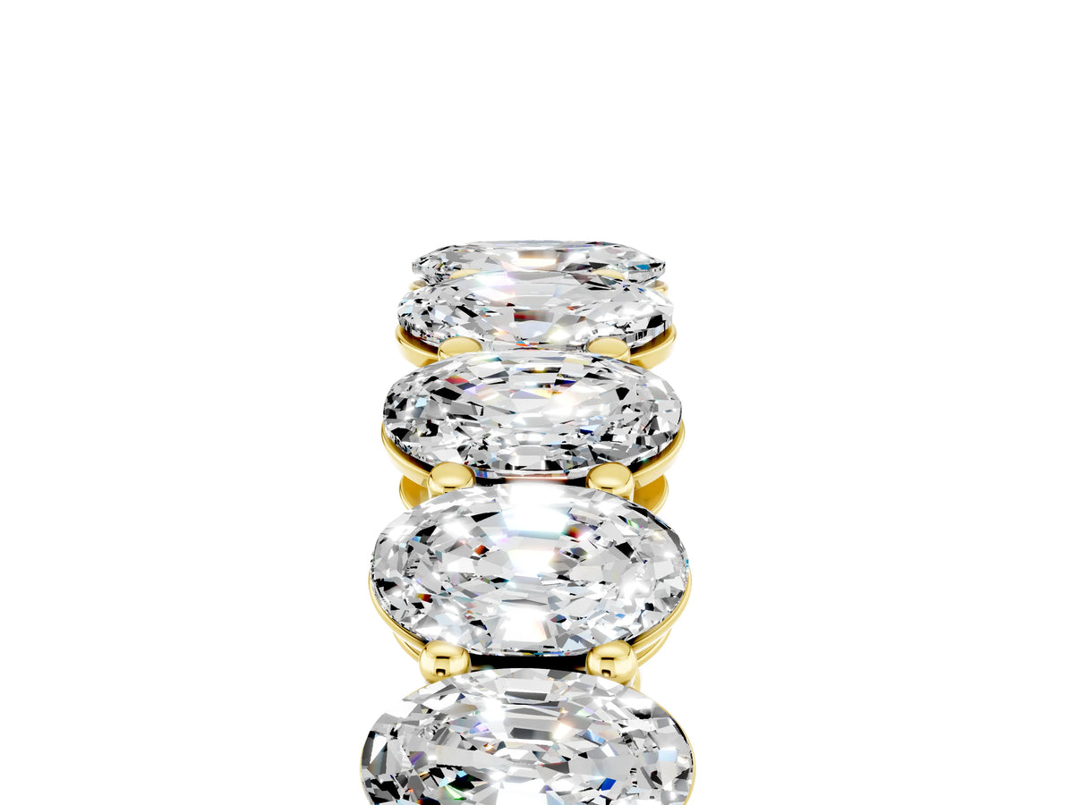 Oval Cut Moissanite Eternity Band in Yellow gold with Shared Prong Setting_5