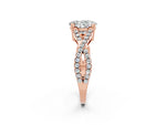 Oval Cut Moissanite Solitaire Ring in Rose gold with Interwoven Pavé Band and Prong Setting_2
