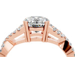 Oval Cut Moissanite Solitaire Ring in Rose gold with Interwoven Pavé Band and Prong Setting_4