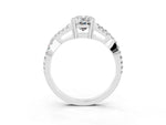 Oval Cut Moissanite Solitaire Ring in White gold with Interwoven Pavé Band and Prong Setting_3
